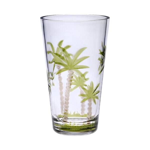 Clear and Green Palm Tree 20 oz. Acrylic Highball Glass (Set of 4)