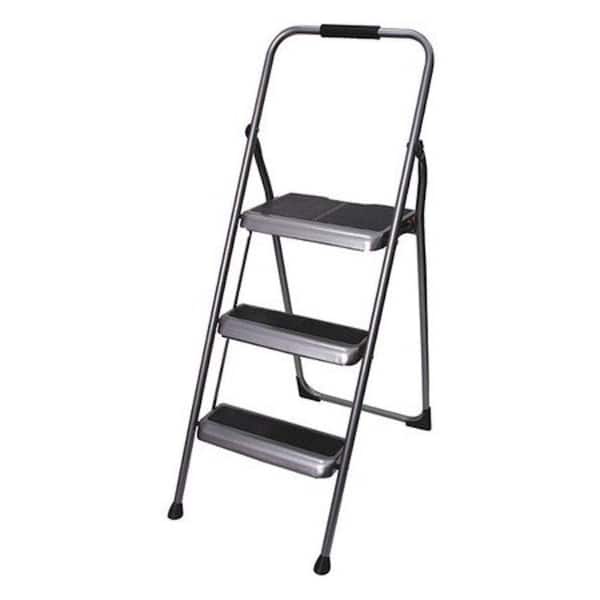 WERNER 3-Step Steel Step Stool Ladder, 250 lbs. Load Capacity Type I Duty Rating