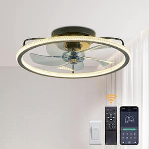 FANNEHONNE 20 in. Intergrated LED Indoor Black Ring Low Profile Ceiling ...