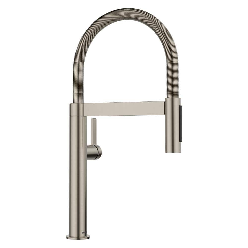 Culina II Mini Single Handle Pull Down Sprayer Kitchen Faucet in Satin Plat
