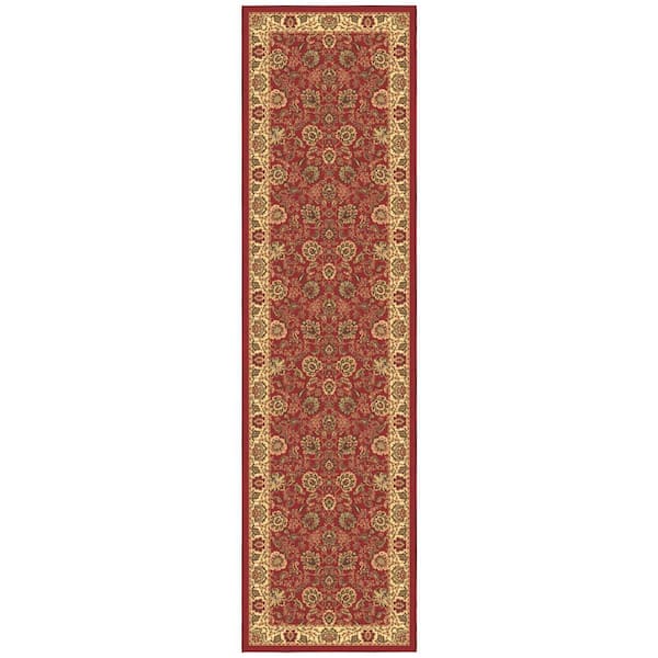 Ottohome Collection Non-Slip Rubberback Oriental Design 3x10 Indoor Runner Rug, 2 ft. 7 in. x 9 ft. 10 in., Dark Red