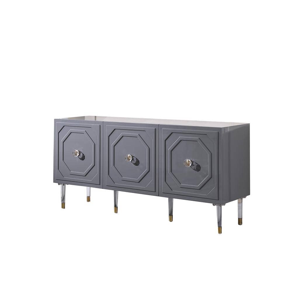 Jadran 65" Gray Modern Wood Sideboard with Gold Accents