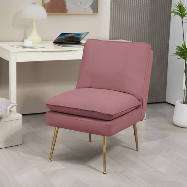 JEAREY Pink 1-Piece Armless Upholstered Leisure Tight Back Accent Side Chair with Cushion
