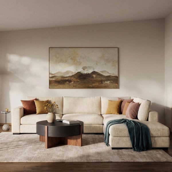 118 in. Square Arm Chenille Modular Storage Ottoman, Washable Chenille Fabric, Spacious Seating Sofa in Beige