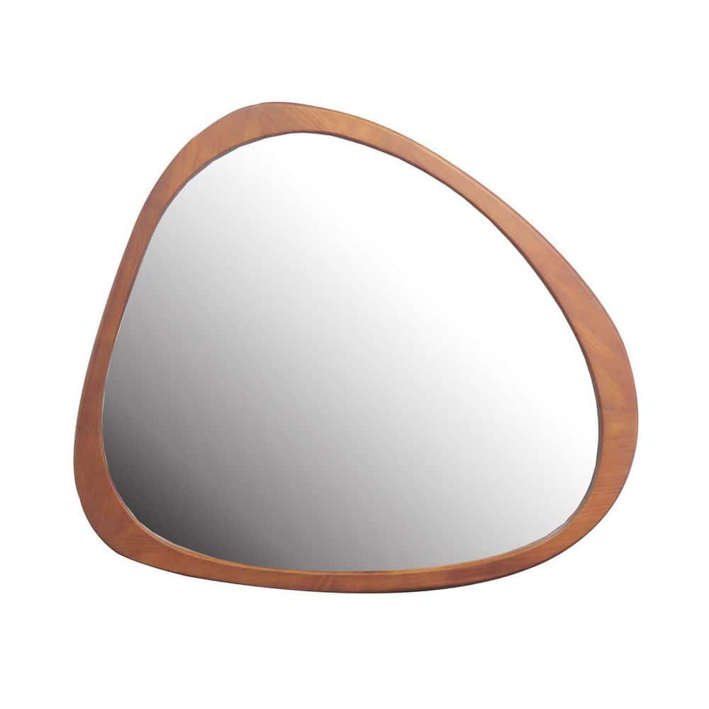 Walnut 45 in. W x 39 in. H Asymmetrical Wood Framed Mirror, Artistic Mirror