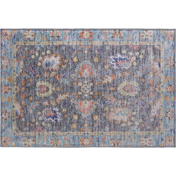 Mayfield Premium Machine Washable Abstract AMF2104 Gray 2 ft. x 3 ft. Accent Rug
