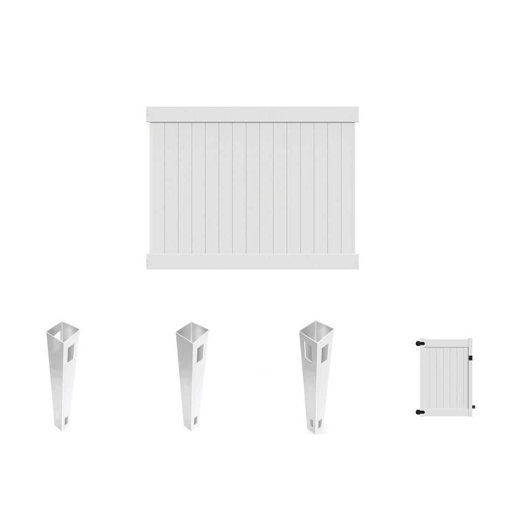 Veranda 5 in. x 5 in. x 7 ft. White Vinyl 3-Hole Fence Line Post Veranda 5 in. x 5 in. x 7 ft. White Vinyl 3-Hole Fence Line Post