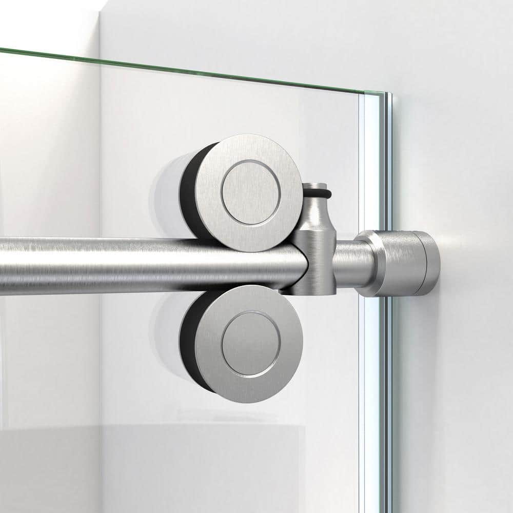 Enigma-CXO 60'' Frameless Sliding Shower Door in Brushed Stainless Steel
