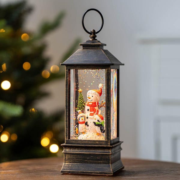 Snowman with Penguin Musical Snow Globe 10 in. x 5 in. Blacks