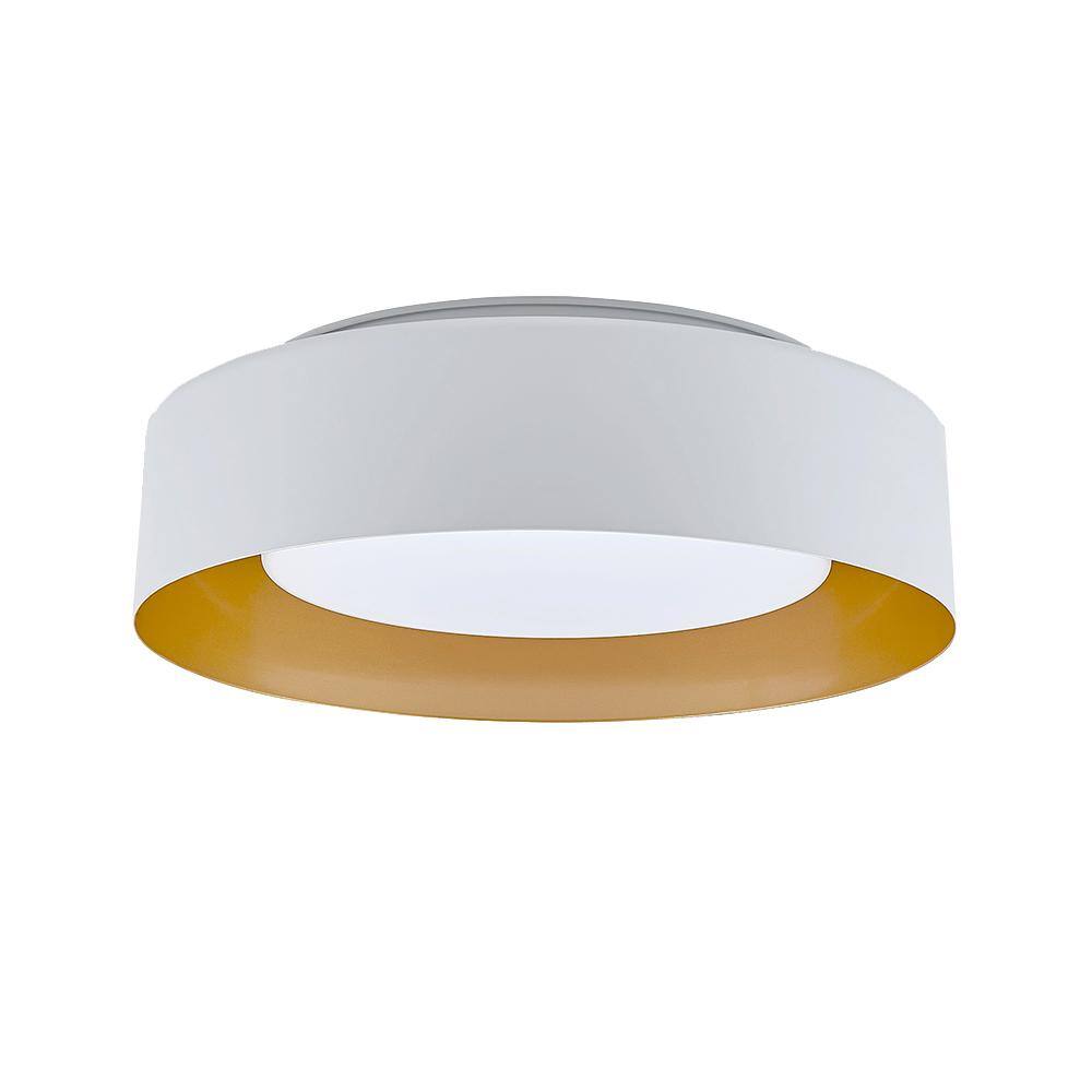 15.75 in. 3-Light White Flush Mount with Satin Opal Glass Shade and No Bulb