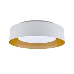 15.75 in. 3-Light White Flush Mount with Satin Opal Glass Shade and No Bulbs Included