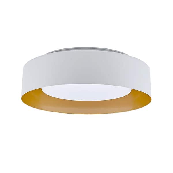 Unbranded 15.75 in. 3-Light White Flush Mount with Satin Opal Glass Shade and No Bulbs Included