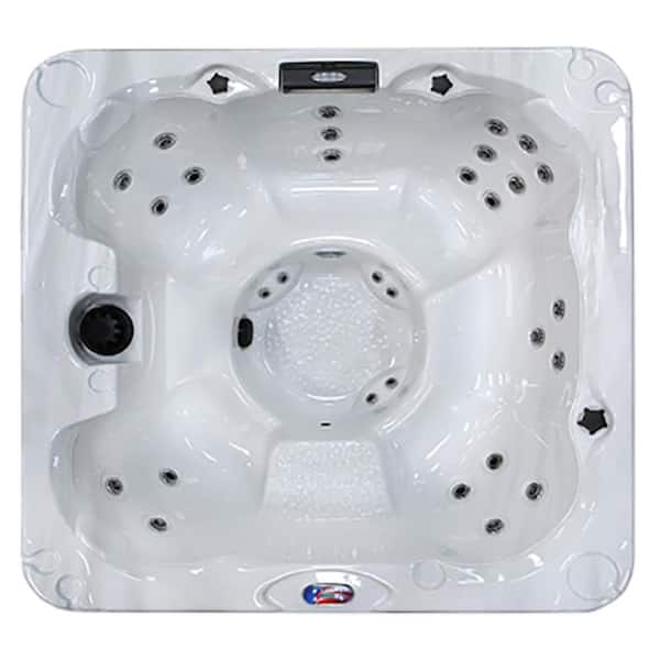 American Spas 7-Person 30-Jet Premium Acrylic Bench Bath White Spa Hot Tub with Backlit LED Waterfall