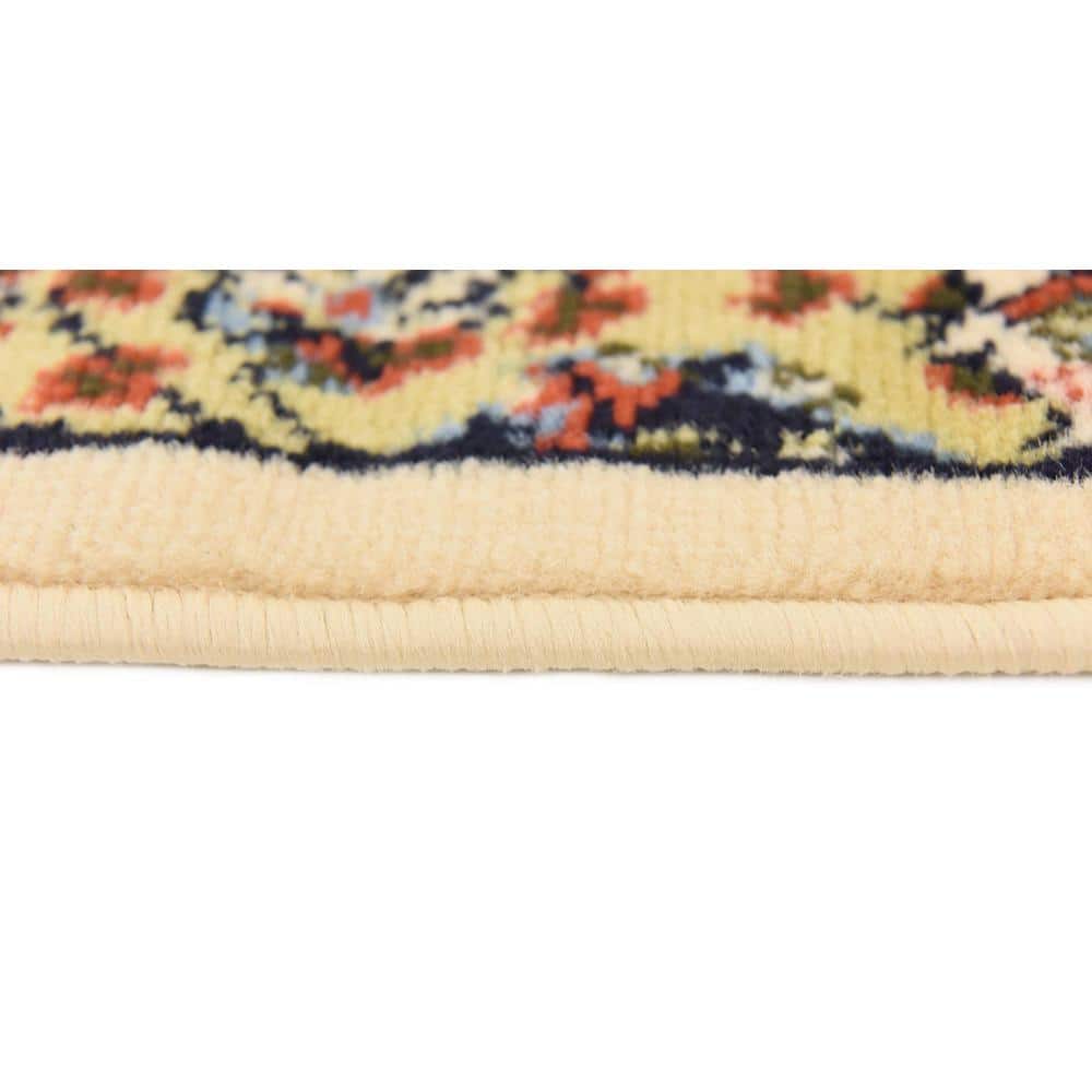 Espahan Cream Floral Synthetic 10 Ft Runner Rug