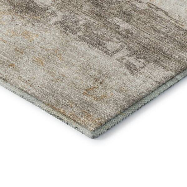 Mayfield Premium Machine Washable Abstract AMF2145 Putty 8 ft. x 8 ft. Round Rug