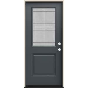 36 in. x 80 in. Left-Hand 1/2 Lite Dilworth Decorative Glass Marine Fiberglass Prehung Front Door