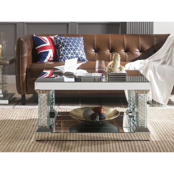 Acme Furniture Nysa Mirrored and Faux Crystals Coffee Table 80285 