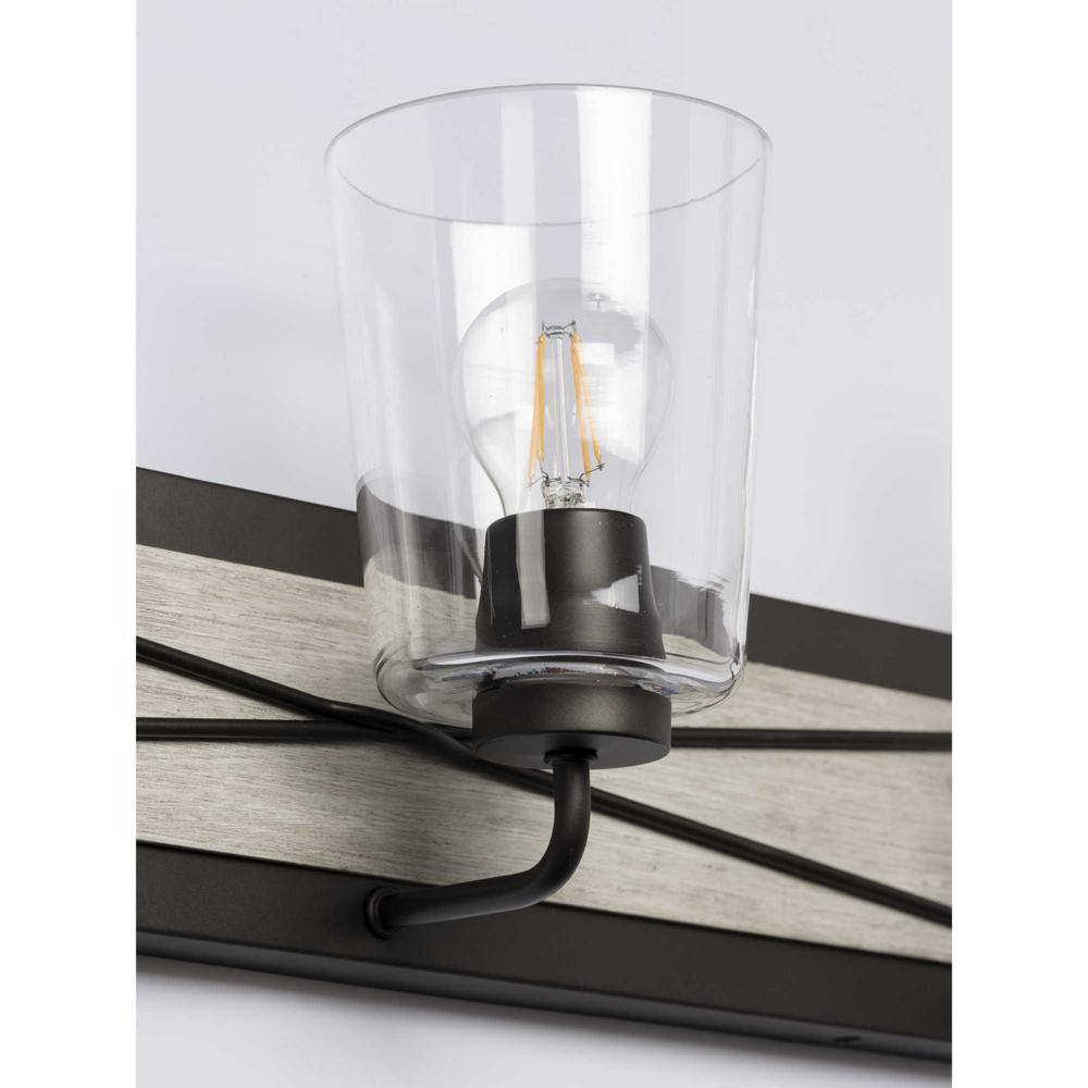 Briarwood 3-Light Graphite and Clear Glass Bath Vanity Fixture