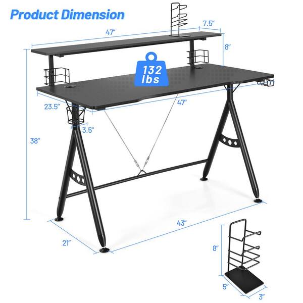 Tomaz Armor Gaming Table 140cm (Black), Furniture & Home Living