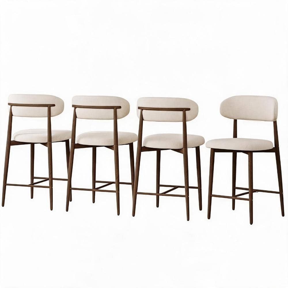 Beige Linen Upholstered Counter Height Bar Stools Set of 4 with Metal Legs, Mid Century Modern Kitchen Island Chairs price history on PriceWatchPro