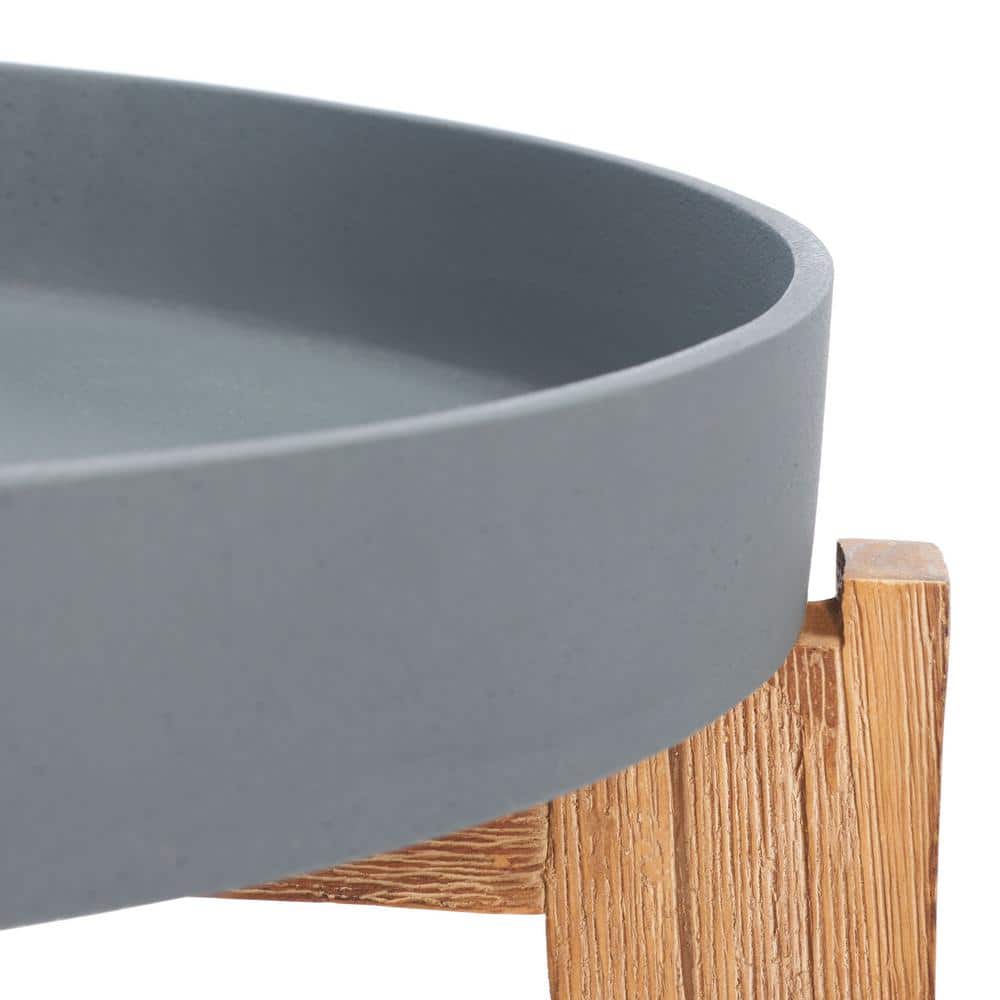 Charlen 24'' Gray and Natural Acacia Wood Side Table