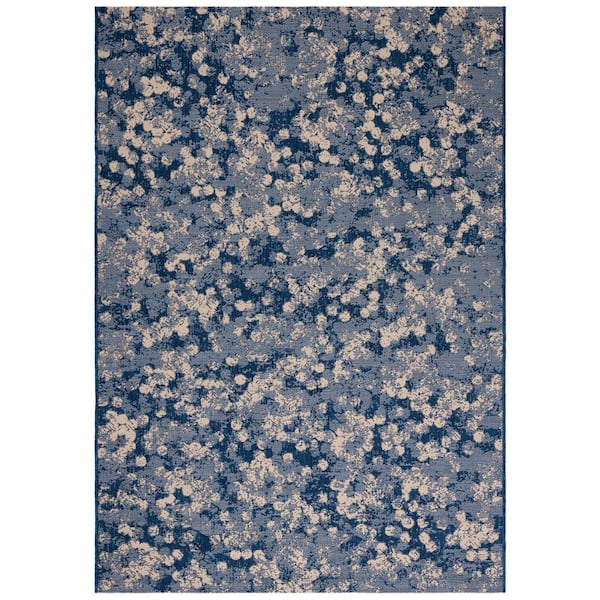 SAFAVIEH Courtyard Navy/Beige 4 ft. x 6 ft. Marle Indoor/Outdoor Area Rug