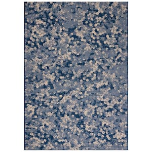 Courtyard Navy/Beige 8 ft. x 10 ft. Marle Indoor/Outdoor Area Rug