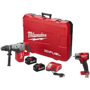 M18 FUEL 18V Lith-Ion Brushless Cordless 1-9/16 in. SDS-Max Rotary Hammer Kit w/2 Batteries & M18 3/8 in. Impact Wrench