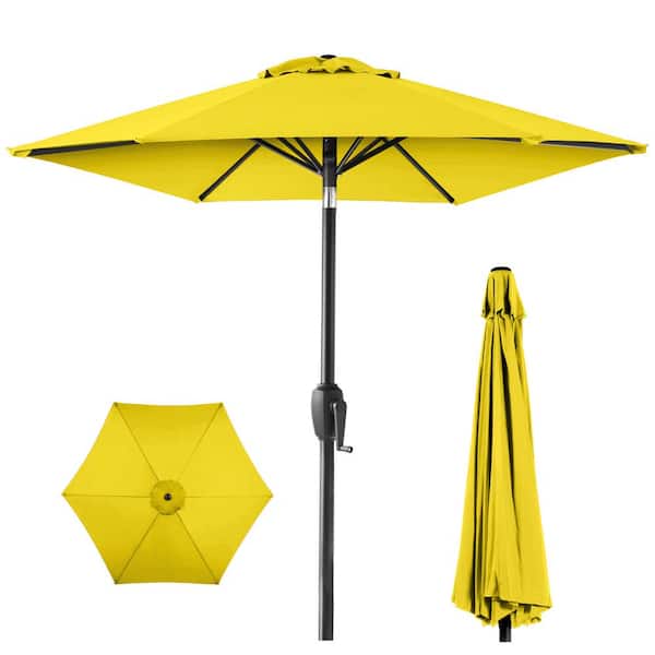 Best Choice Products 7.5 ft. Heavy-Duty Outdoor Market Patio Umbrella with Push Button Tilt, Easy Crank Lift in Yellow