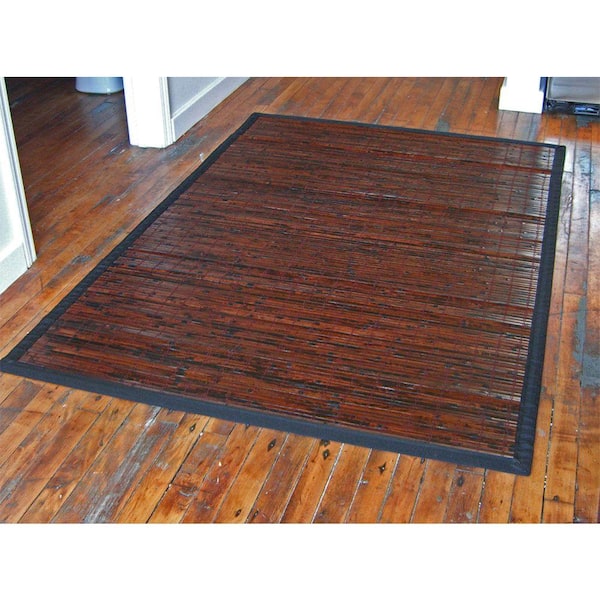 Cobblestone Mahogany Brown with Black Border 4 ft. x 6 ft. Area Rug