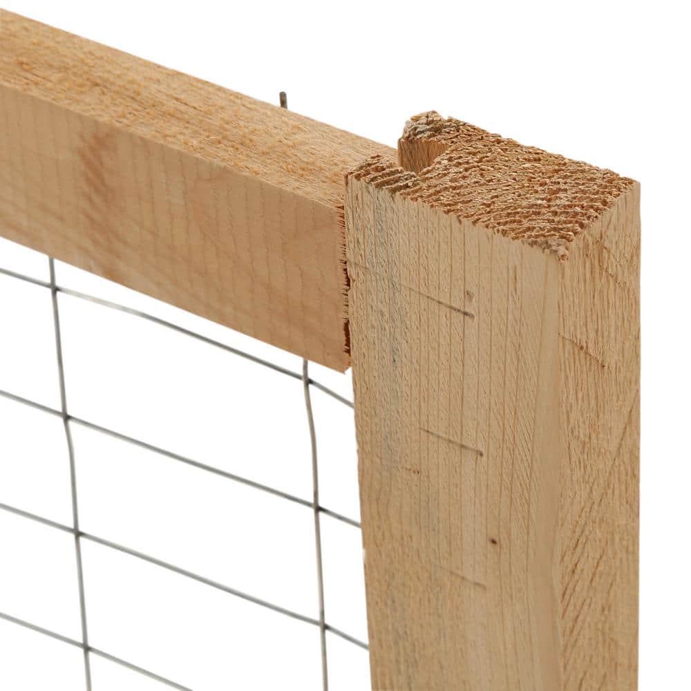 Cedar and Metal Mesh Garden Fence Panels, 23.5" x 45", 4-Pack