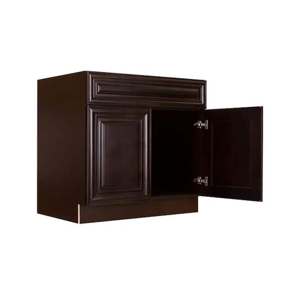 LIFEART CABINETRY Edinburgh Espresso Plywood Raised Panel Stock Assembled Sink Base Kitchen Cabinet (42 in. W x 34.5 in. H x 24 in. D)