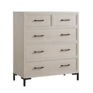 Bradley 40 in. 5-Drawer Wood Chest of Drawers, Antique White