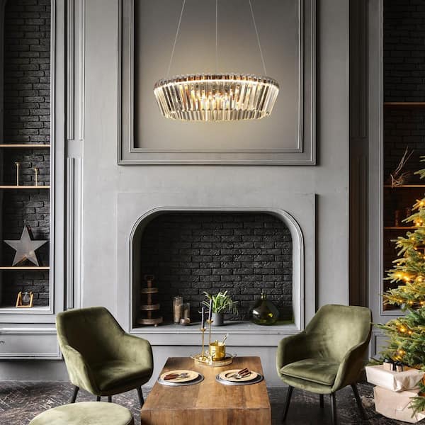 1 Light Dimmable Integrated LED Gold Drum Chandelier