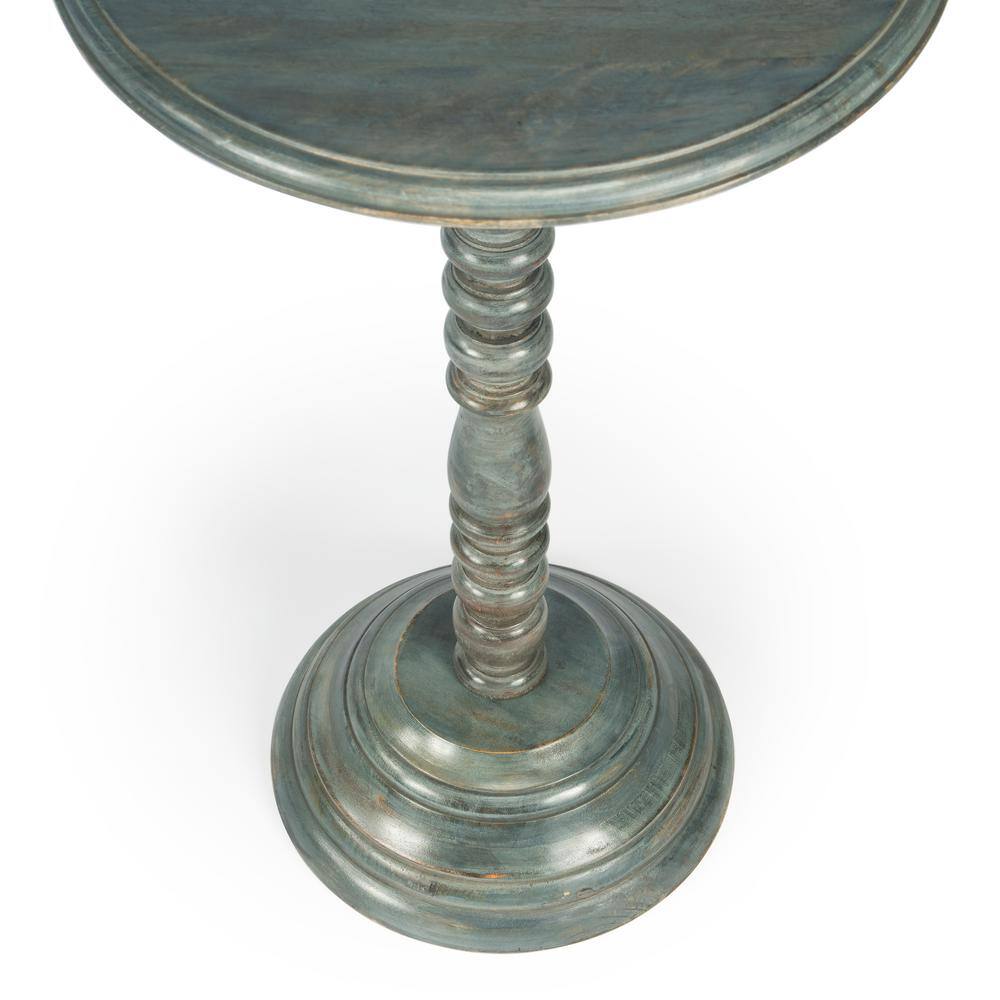 Dani Round Solid Mango Wood Pedestal Side Table - Gray