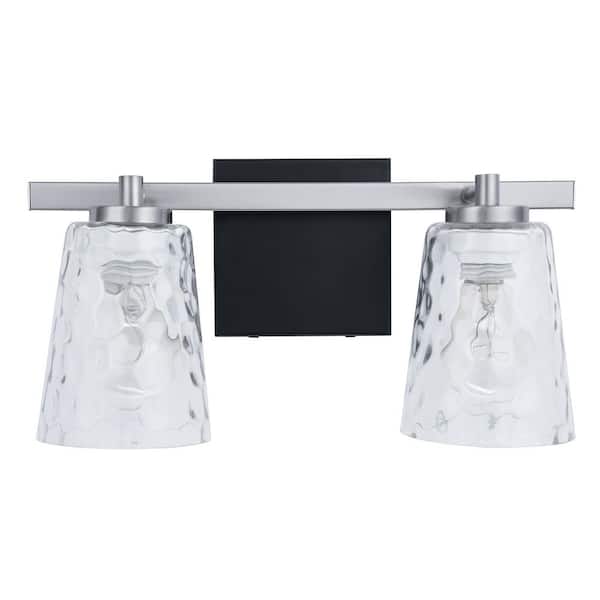Radiance 15 in. 2-Light Nickel Vanity Light with Clear Honeycomb Glass Shades