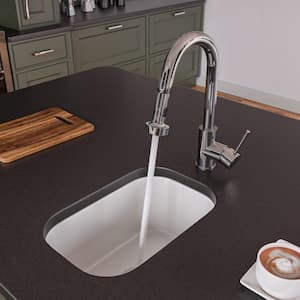 Undermount Fireclay 12 in. Single Bowl Kitchen Sink in White