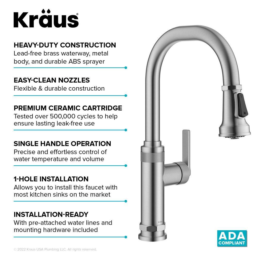 Allyn Hexagonal Bolt 16.75" Industrial Kitchen Faucet in Spot-Free Stainless Steel