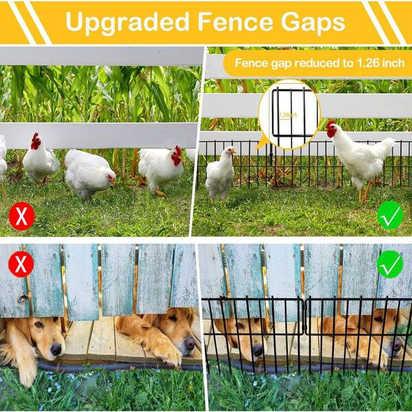 Phewnyzo 12 in. Metal Garden Fence 10-Piece No Dig Fence for