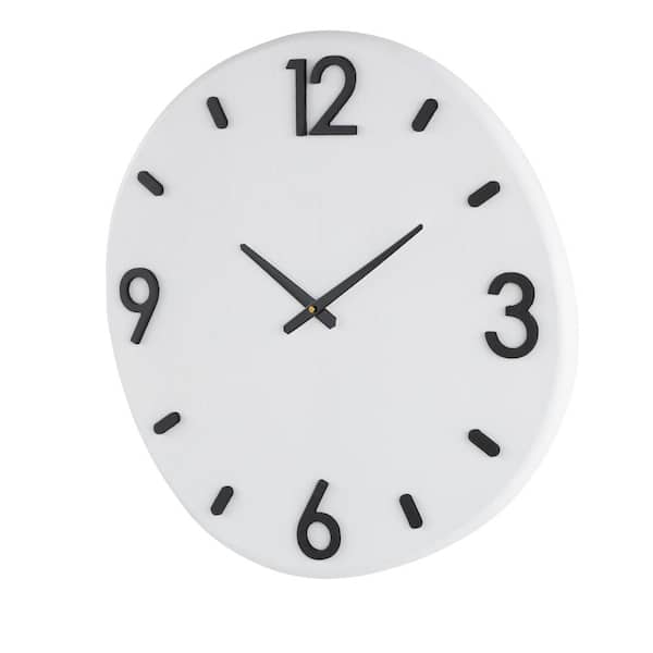Litton Lane White Wood Round Wall Clock with Black Hands and