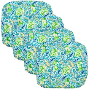 20 in. W x 18 in. D x 4 in. Blue Paisley Thick Water Repellent Patio Chair Cushion Covers (4 Pack)