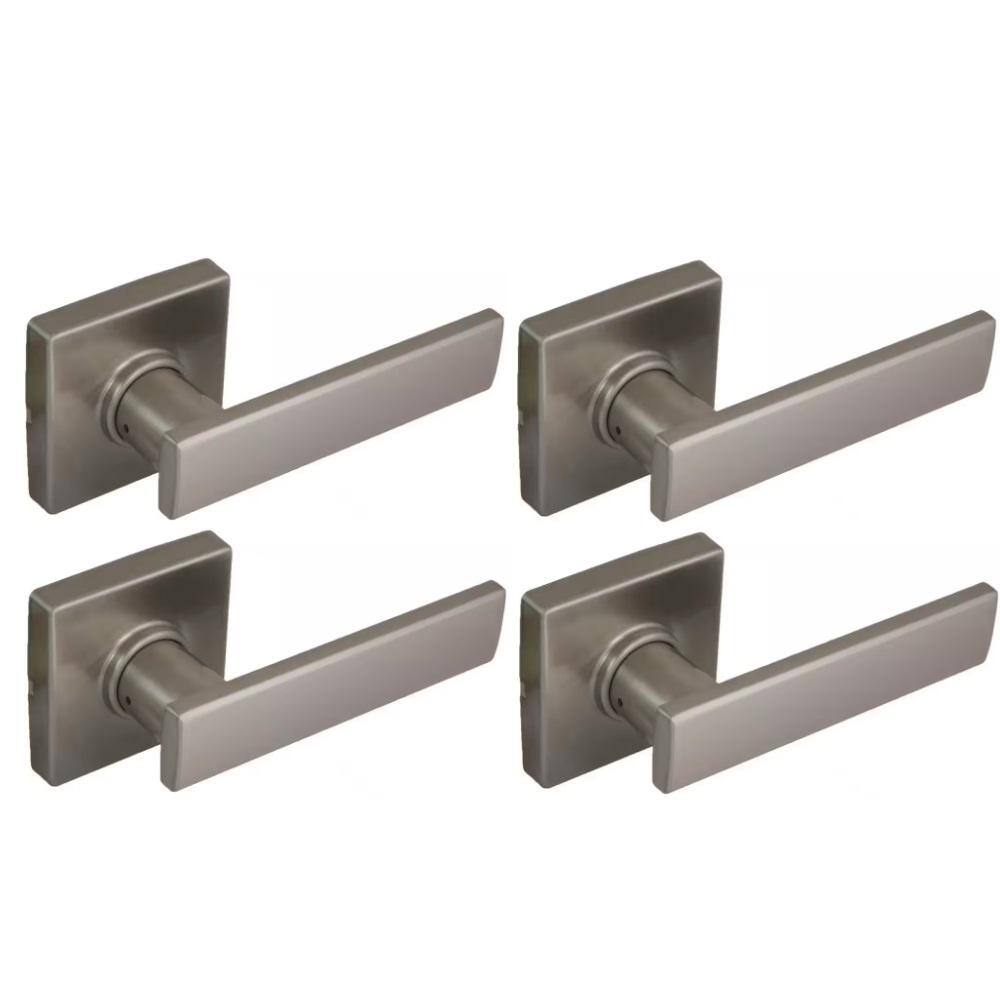 Westwood Satin Nickel Hall/Closet Door Lever with Square Rose (4-Pack)