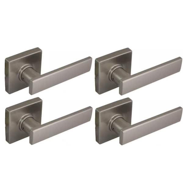 Westwood Satin Nickel Hall/Closet Door Lever with Square Rose (4-Pack)