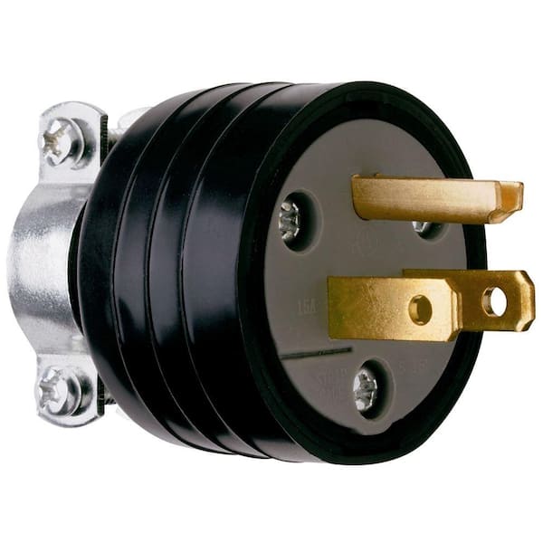 Pass & Seymour 15 Amp 125-Volt NEMA 5-15P Rubber Plug with Vinyl Cord Clamp