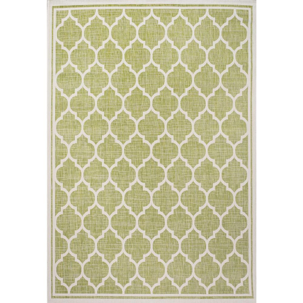 Green and Cream Trellis Flat Woven Indoor/Outdoor Rug, 4' x 6'