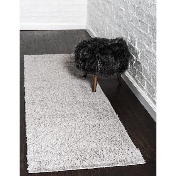 Studio Solid Shag Light Gray 2' 7 x 10' 0 Runner Rug