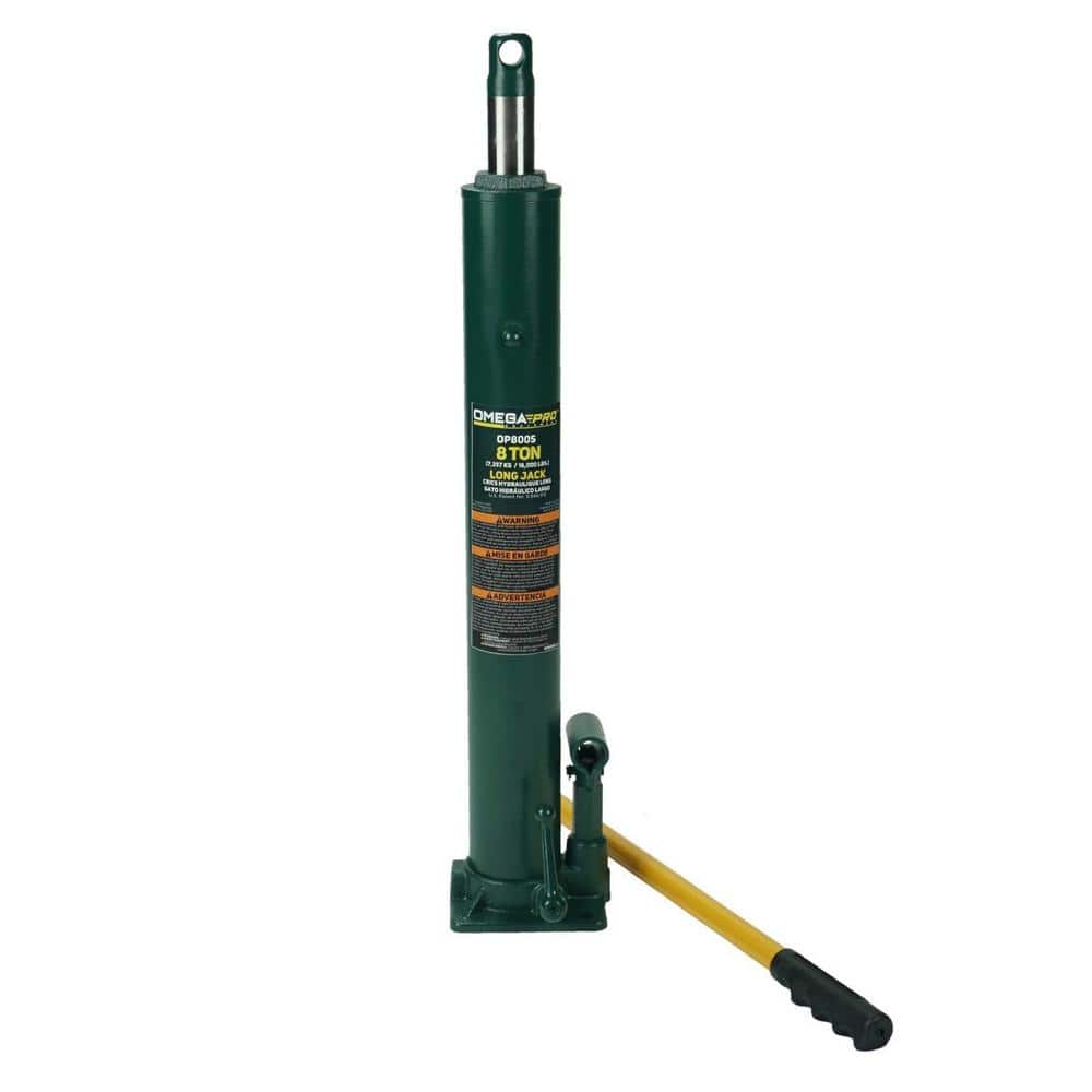 Omega Hydraulic Long Ram Jack 8 Ton Capacity with Flat Base for Auto