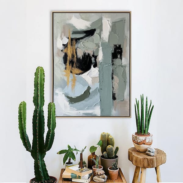 "Aura" Framed Abstract Wall Art Print Hand Painted 48 in. x 36 in.