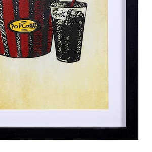 "Movie Po-Piece orn and Soda" Wood Framed Graphic Print Decorative Sign Wall Art Under Glass