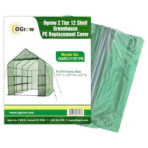 2 Tier 12 Shelf Greenhouse PE Replacement Cover - To Fit Frame Size 117" L x 67" W x 83" H